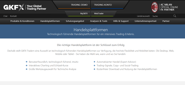 CFD Broker Vergleich - GKFX Handelsplattformen