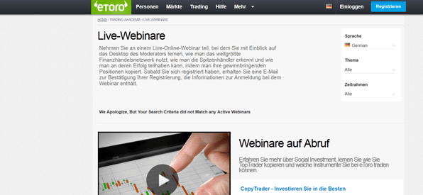 Webinare bei eToro