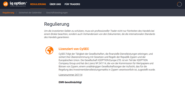 Die Regulierung bei IQ Option