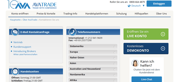 Der Kundensupport von AvaTrade