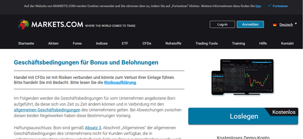 Auszahlungsbedingungen bei Markets.com