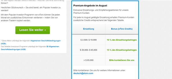 Der August-Bonus von eToro