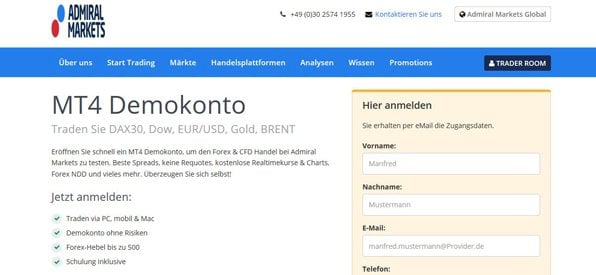 Das Admiral Markets Demokonto im Blick