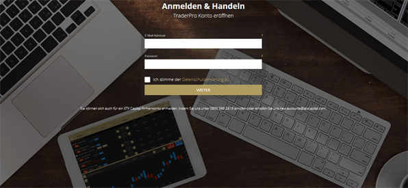 ETX Capital Kontoeröffnung Registrierung Anmeldung
