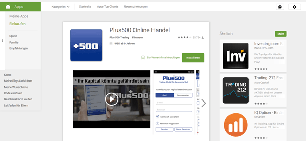 Plust500 App für Android