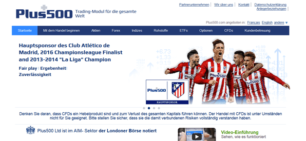 Plus500 ist Sponsor des Club Atlético de Madrid