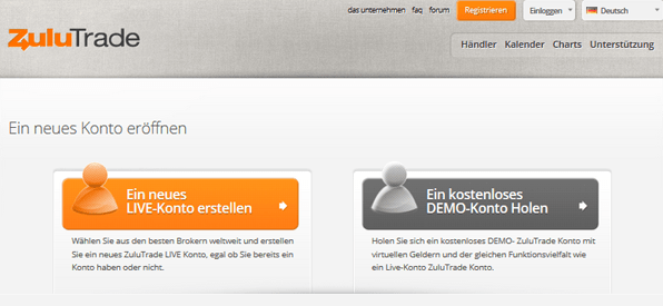 ZuluTrade Kontoeröffnung Registrierung Anmeldung