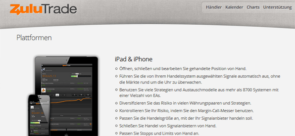 ZuluTrade App unterwegs Plattform
