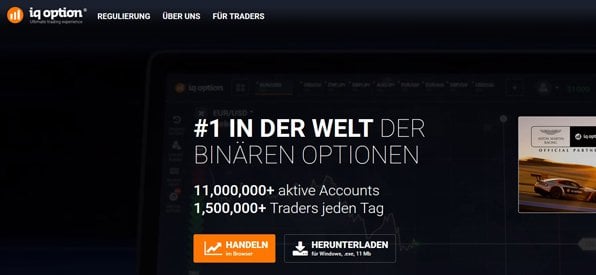 Screenshot IQ Option Kontoanmeldung