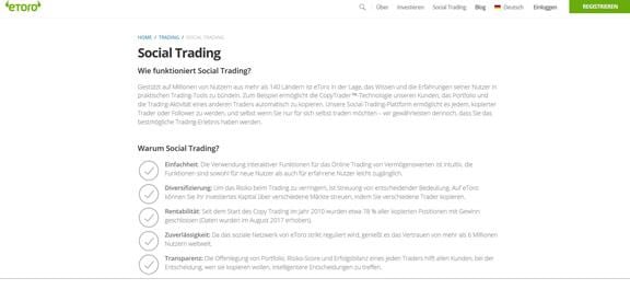 Social Trading Funktionen