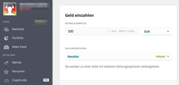 Bitcoin eToro Einzahlung