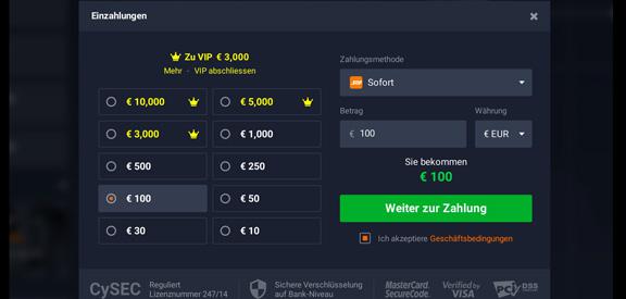 iq option Sofort Einzahlung