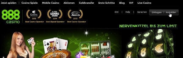 Anmelde-Button auf de.888casino.com