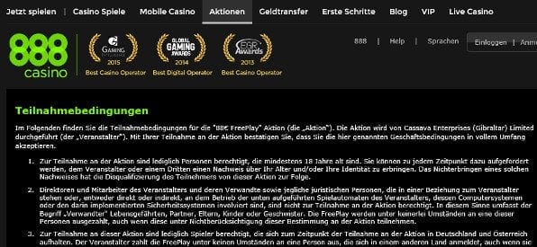 Umsatz-Rollover-Bedingungen und AGBs auf de.888casino.com