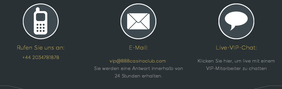 Kontaktmöglichkeiten zum Kundensupport von 888 Casino