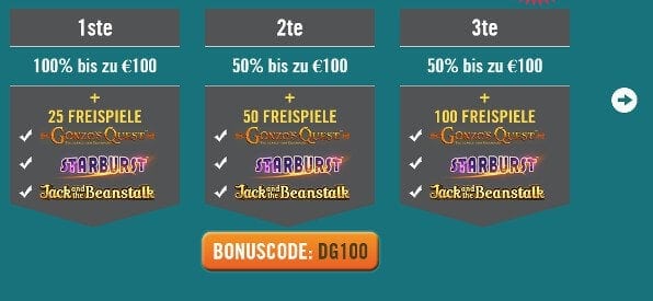 Praktischer drei Stufen Willkommensbonus von DrückGlück