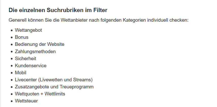 Filtermöglichkeiten bei SERIOES.org