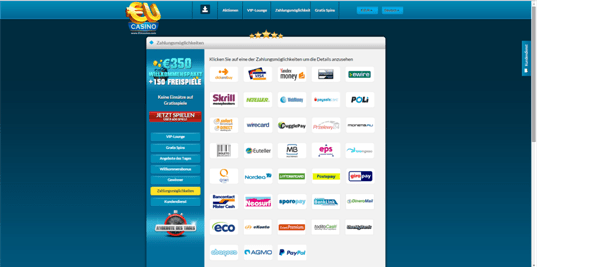 Die Zahlungsoptionen bei EUcasino