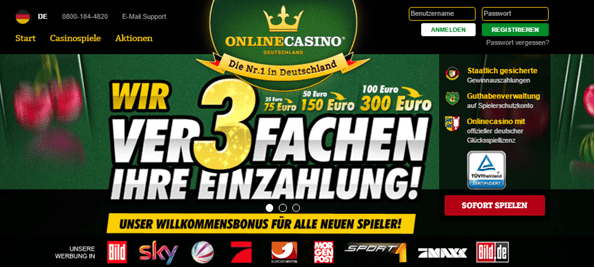 Die Webseite von OnlineCasino.de