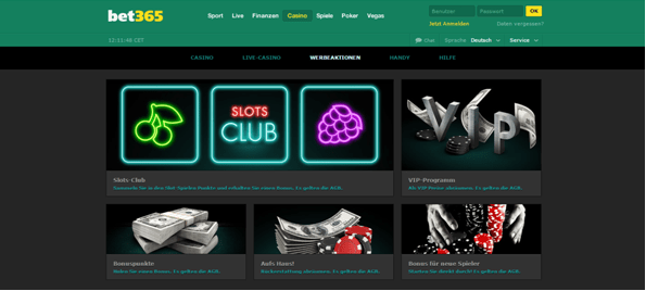 Die Webseite von bet365