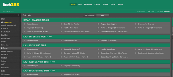 Die eSports Wetten bei bet365