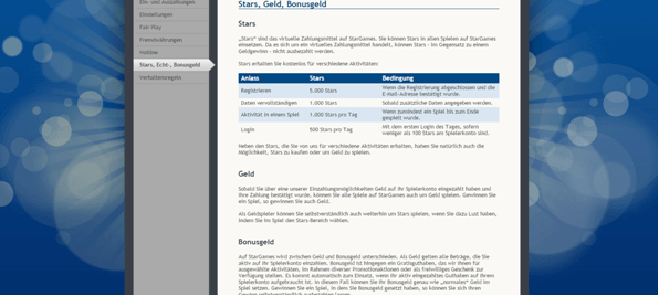Die Homepage von StarGames