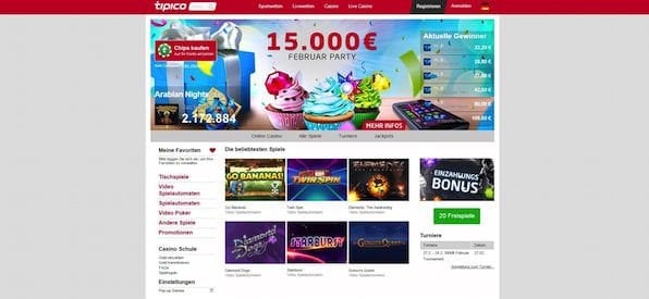 Startseite des Tipico Casinos