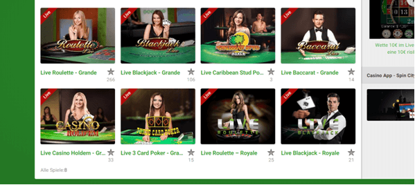 Die Live Casino-Spiele von Unibet