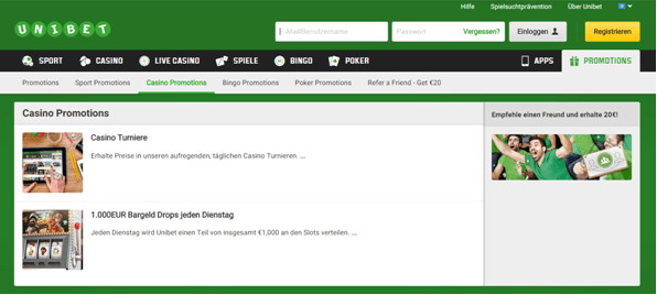 Die Casino Promotion bei Unibet