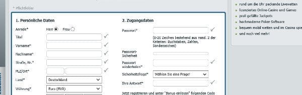 Anmeldeformular von bet-at-home Casino
