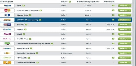 Bet-at-home biete viele Einzahlungsmöglichkeiten an.