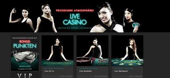 Das Live-Casino wird von Dealern aus Europa und Asien moderiert.