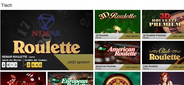Das Roulette-Tisch-Angebot auf betfair.com/de