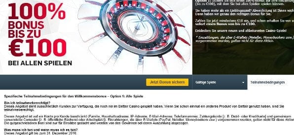 Umsatz-Rollover-Bedingungen und AGBs auf betfair.com/de