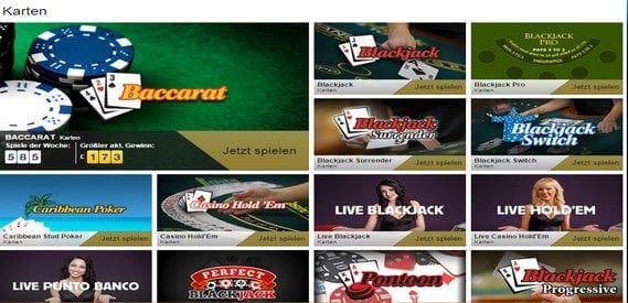 Das Betfair Casino Kartenspiele decken eine weite Bandbreite ab