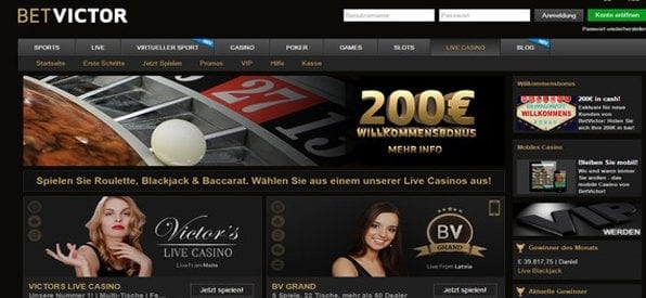 Das BetVictor Live Casino lockt mit lukrativen Gewinnen.