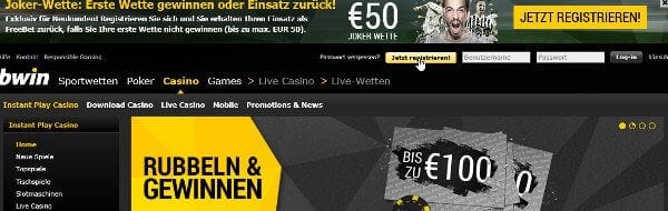 Registrierungslink zur bwin-Konto-erstellung