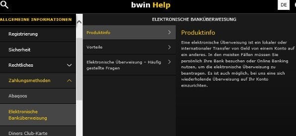 Zahlungsmethoden-Übersicht im Online-Casino von bwin