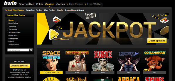 Die Webseite von bwin