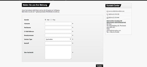 Das Interwetten Casino Serviceteam ist per Hotline und Email erreichbar.
