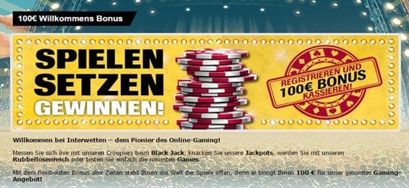 Das Interwetten Casino bietet einen fairen Neukundenbonus an.