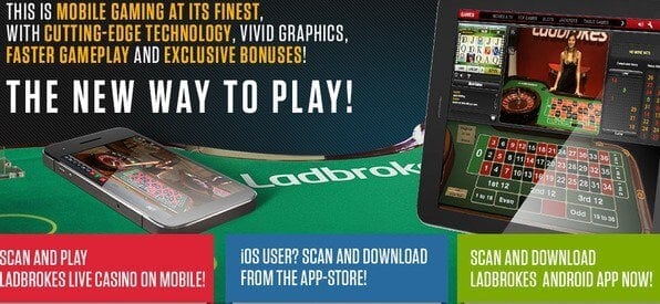 Wer mobil spielen will, wird bei Ladbrokes bestens unterhalten.