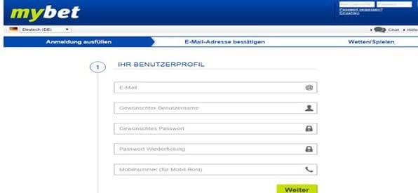 Bei mybet anmelden? Schnell und einfach.