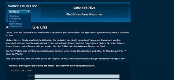 Der Roxy Palace Kundenservice ist via Hotline, Live-Chat und Email zu erreichen.