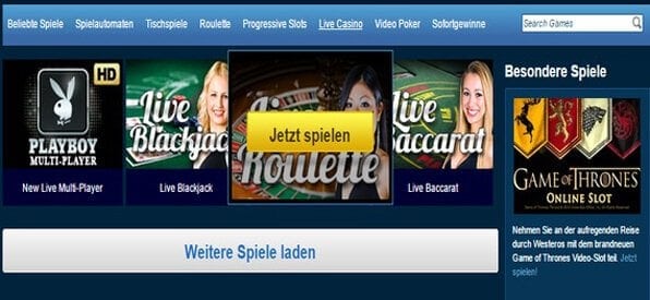 Auch das Live-Angebot bei Roxy Casino kann sich sehen lassen.