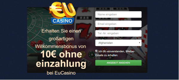 EU Casino No-Deposit-Willkommensbonus