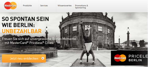 Die Homepage von MasterCard