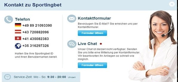Gut erreichbar – das sportingbet-Support-Team.