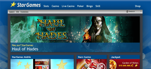 Die Webseite von Stargames