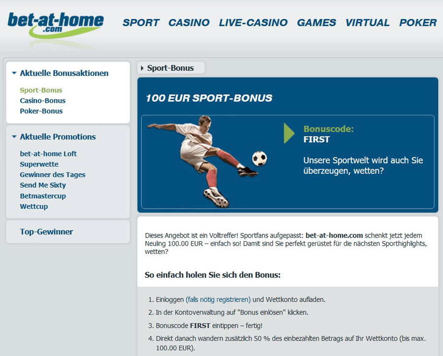Screenshot Übersicht Bonusaktion bet-at-home